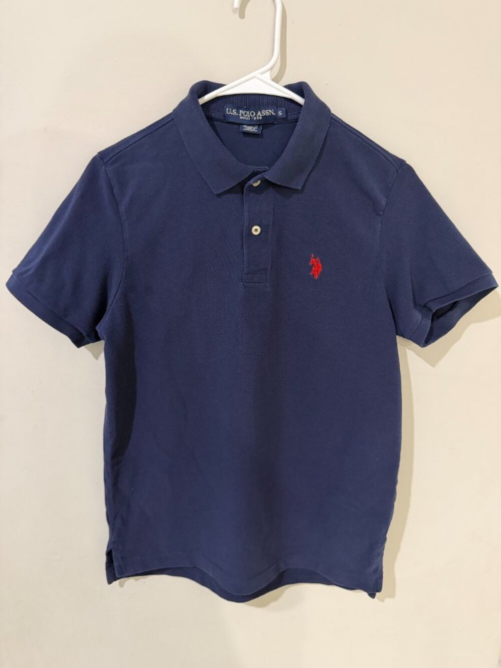 U.S. Polo Assn. Men's Polo Shirt Blue Red Logo Short Sleeve Size S